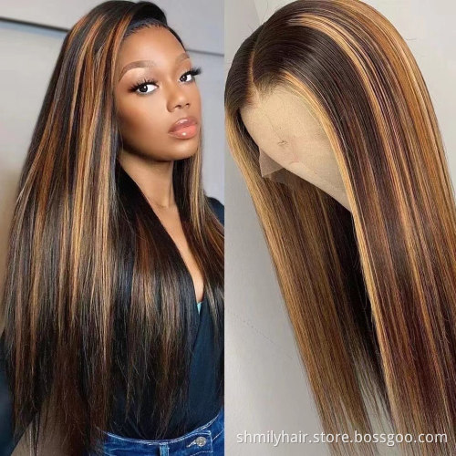 Wholesale Wigs 100% Human Hair Vendor Brazilian Highlight Lace Front Wigs Cuticle Aligned Virgin Human Hair Wigs For Black Women
